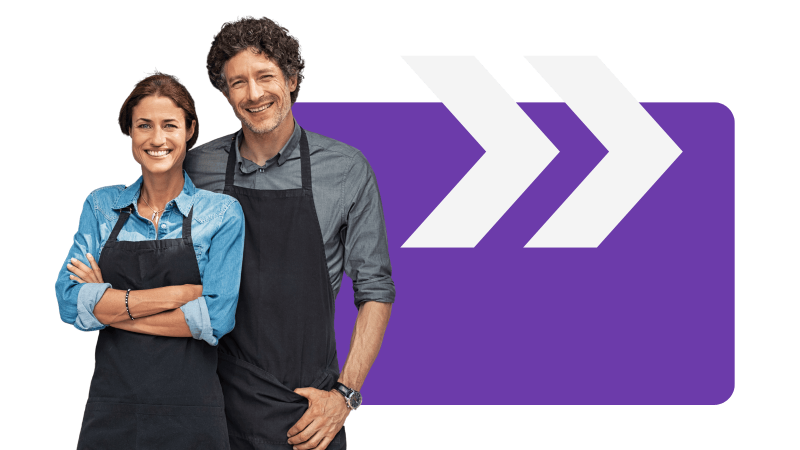 Business owners on Better Broker Co branded background
