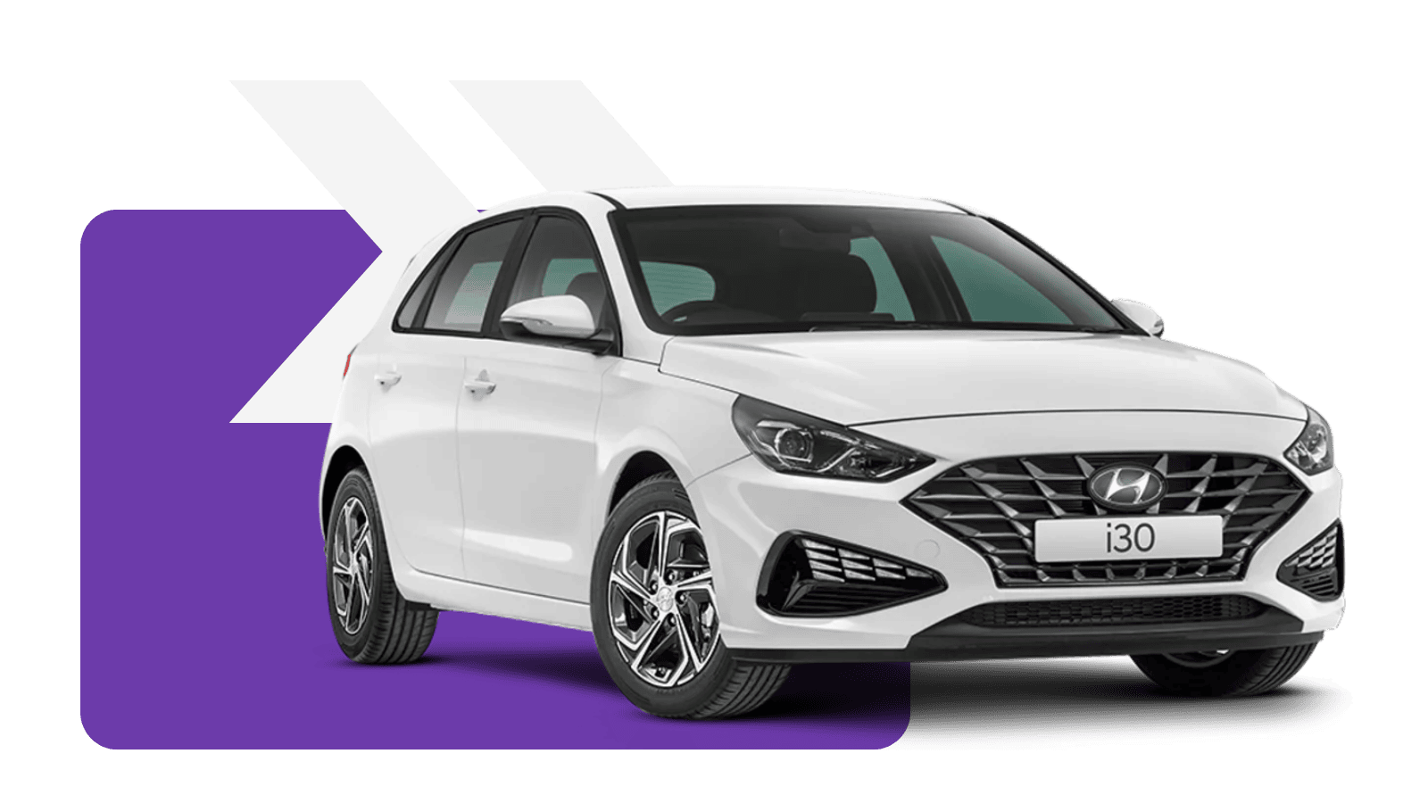 White Hyundai i30 on Better Broker Co background