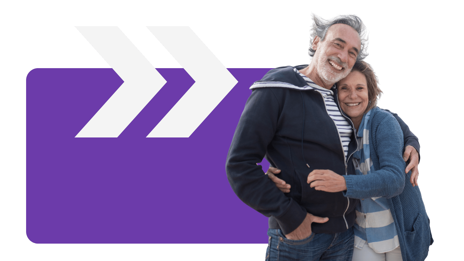 Couple smiling with Better Broker Co branded background