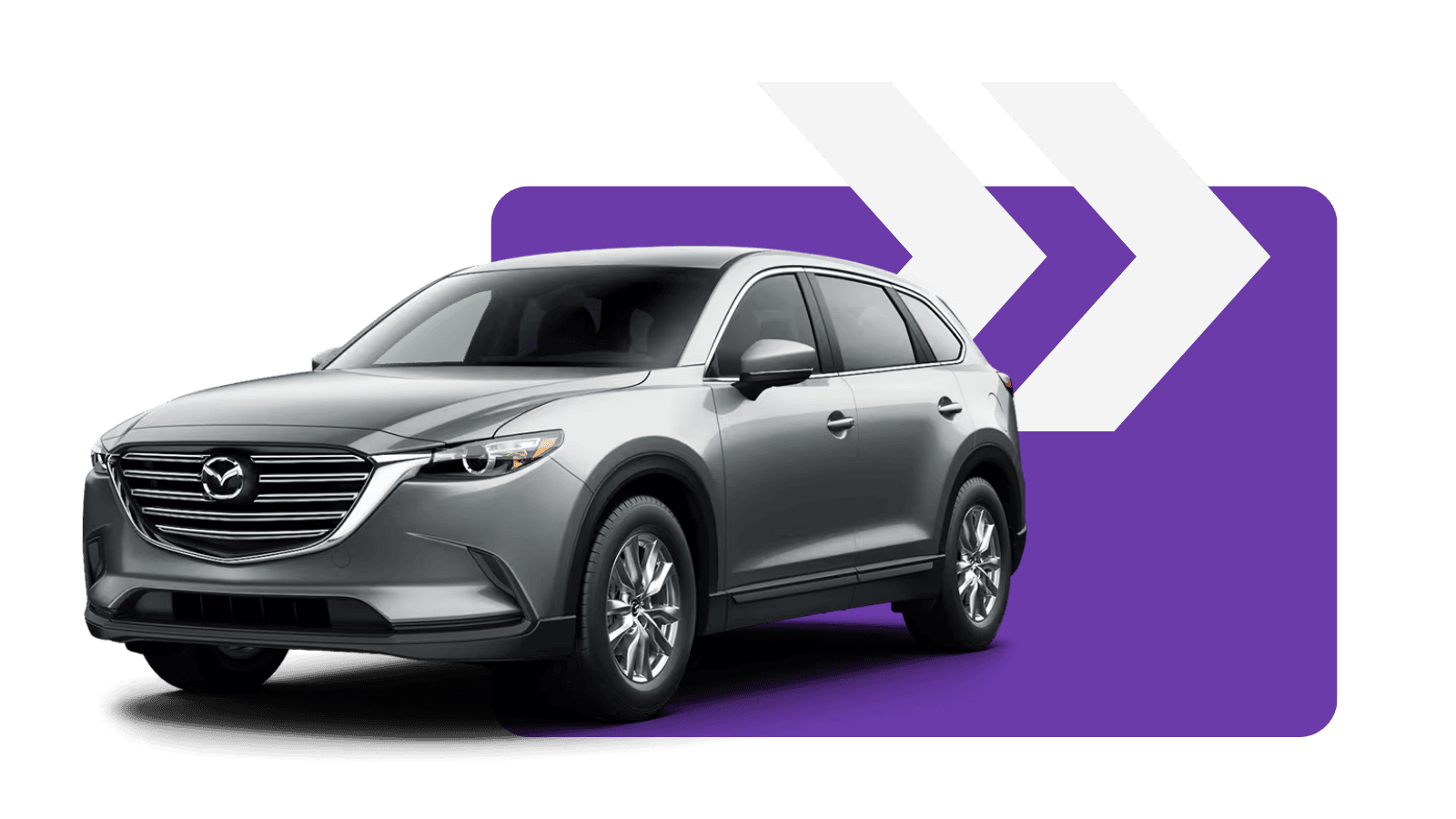 Mazda Grey car on Better Broker Co branded background